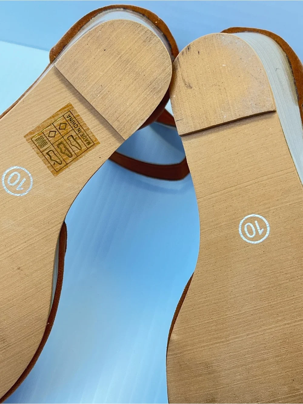 Tan Suede-Like Ankle-Strap Wedge Heels